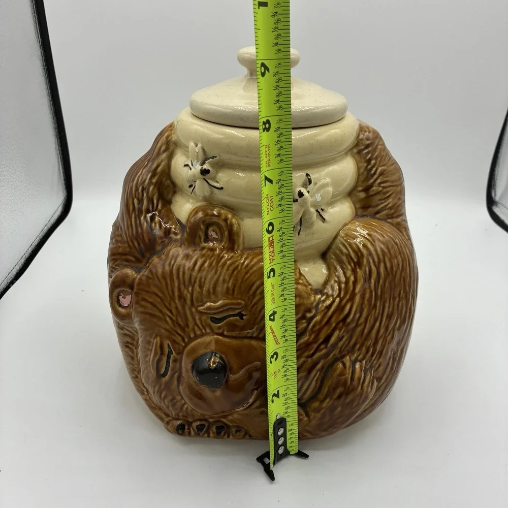 Vintage McCoy Ceramic Sleeping Bear With Bees Honey Pot Cookie Jar 143 USA